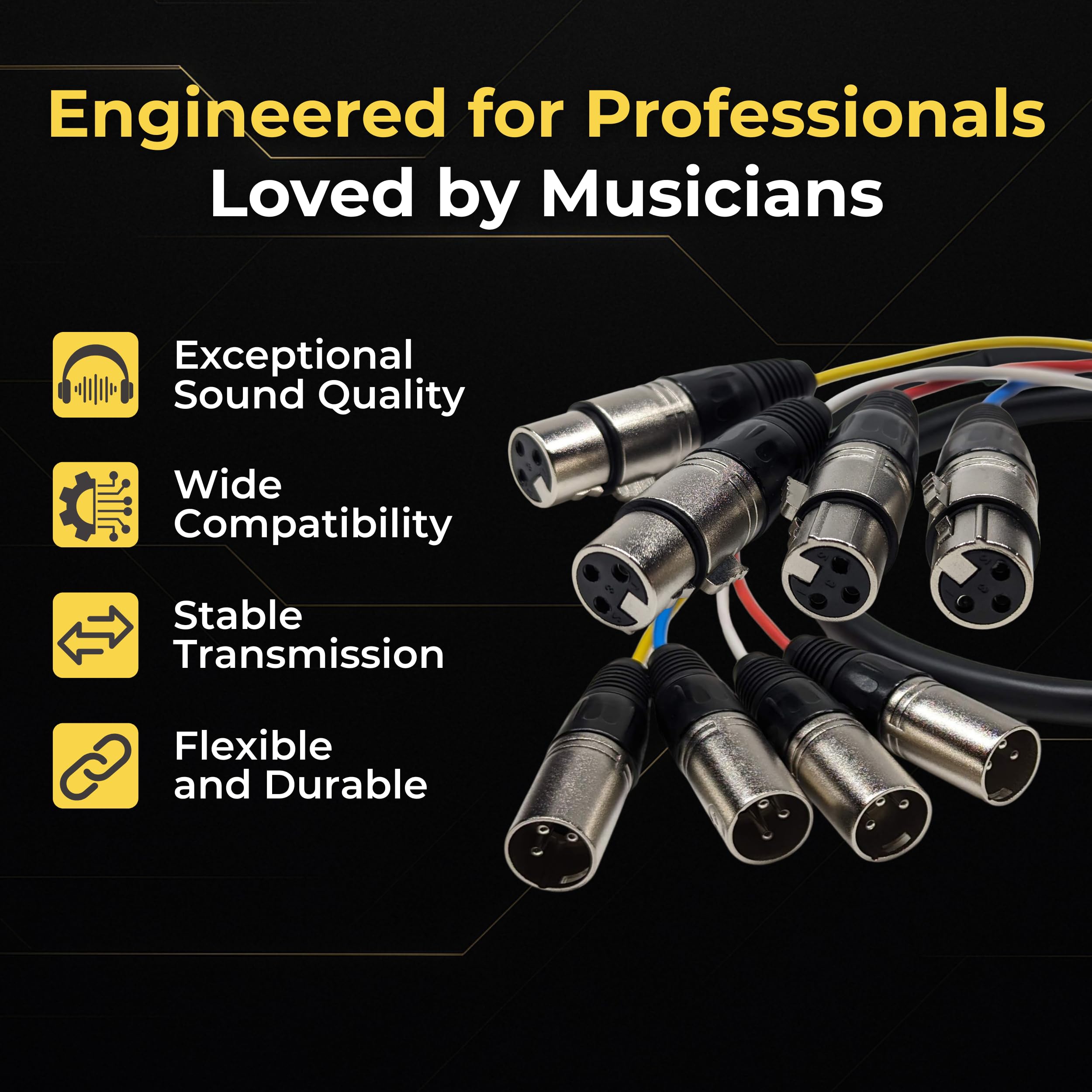 Câble audio serpent XLR mâle vers femelle à 4 canaux, code couleur pour live, enregistrement, studios, mixeurs, systèmes IEM et micro, 6 m