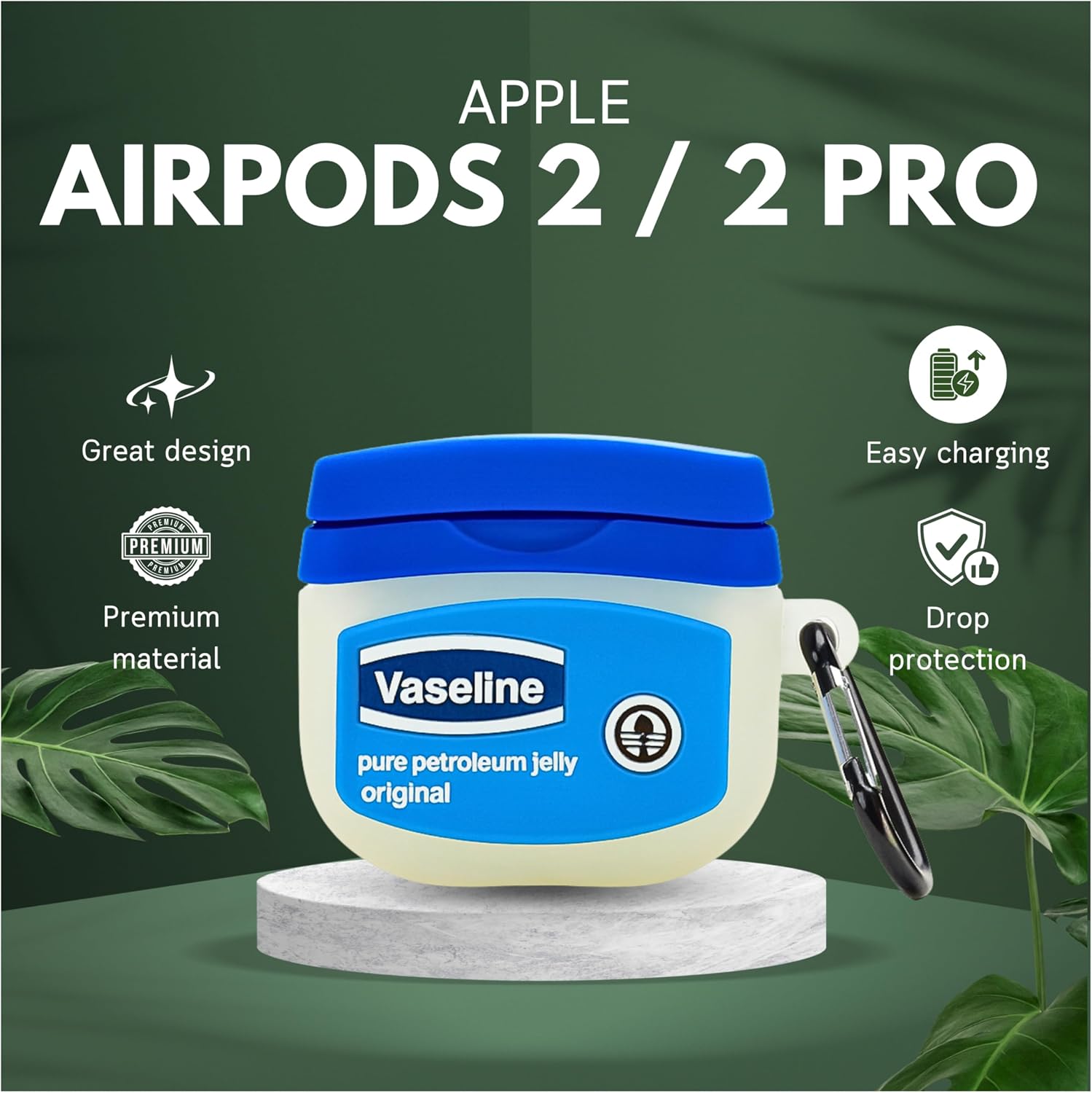 Cute Kawaii AirPods Pro 2 Case for Women & Boys, Funny Cartoon Silicone Protective Cover with Keychain & Cleaner Kit, Compatible with Apple AirPods Pro 2nd Generation (2022/2019) (Vase-Line) image 2