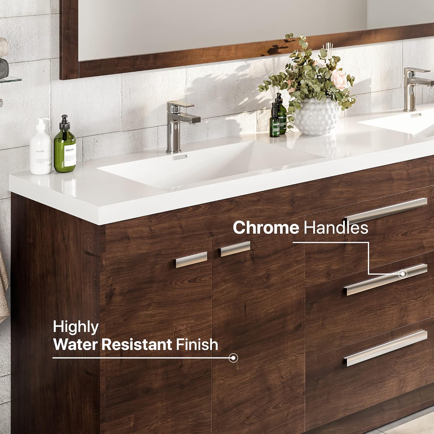 Eviva Lugano 84 in. Rosewood Double Sink Bath Vanity with Acrylic Top and Integrated Sinks