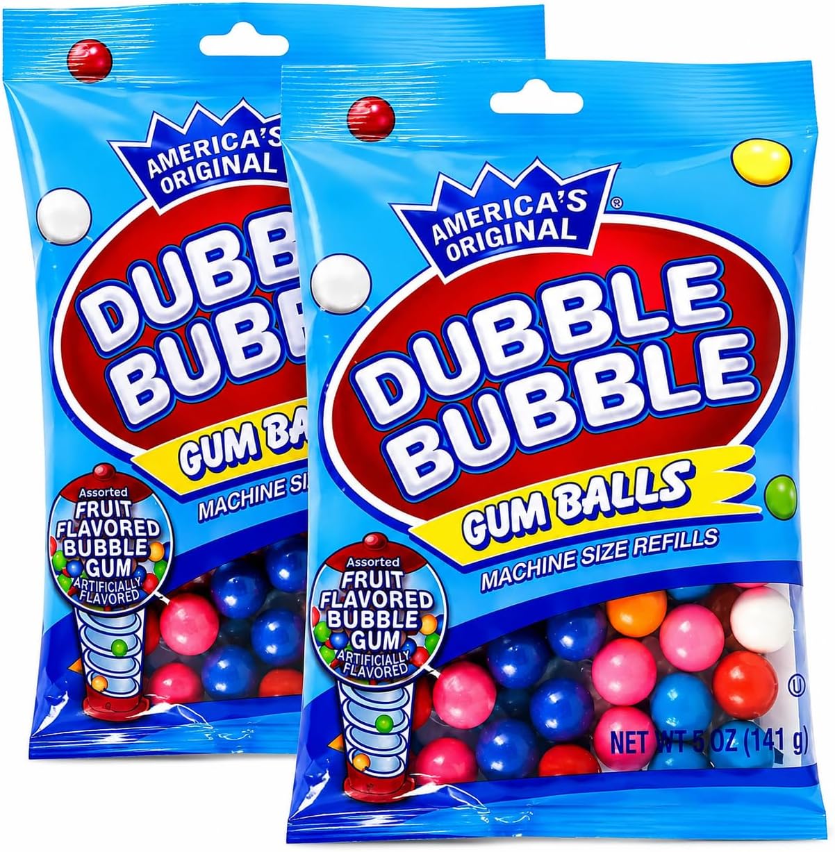 Fruit Flavored Gum Balls, Machine Size Refills, Kosher Certified Parve, 5oz Bag (Pack of 2)