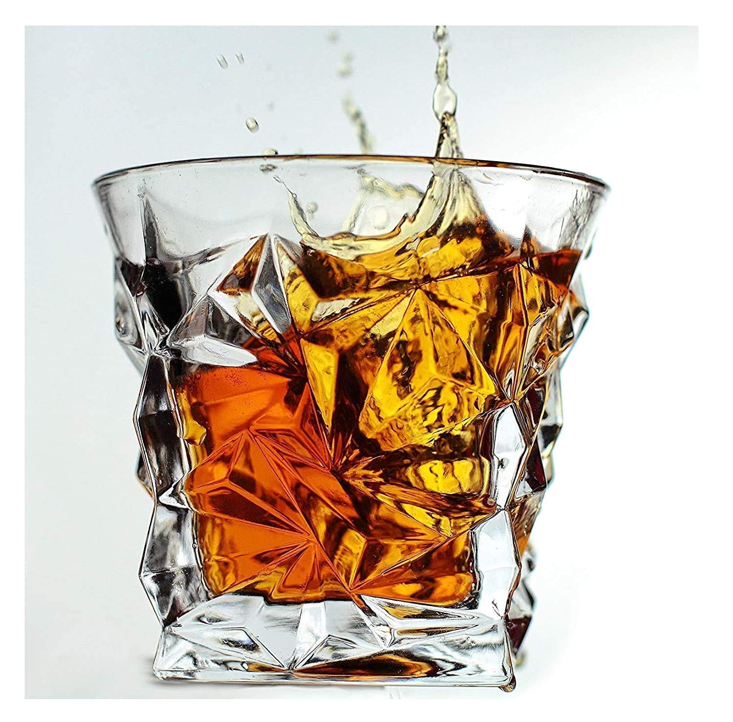 VILON Italian Premium Whiskey Glass | Clear Crystal Whiskey Glass | 300 ML | Set of 4 (Diamond Crystal)