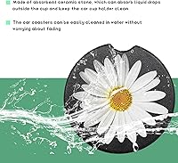 Vista 5 de 4 PCS Posavasos para Portavasos de Auto, Posavasos de Cerámica Absorbente Margarita Inserto para Portavasos con Muesca para Dedos, Lindos Posavasos
