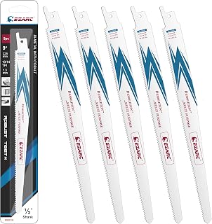 EZARC Reciprocating Saw Blade Bi-Metal Cobalt Sabre Saw Blades for Multi-Purpose 9-Inch 10/14TPI R925DG (5-Pack)