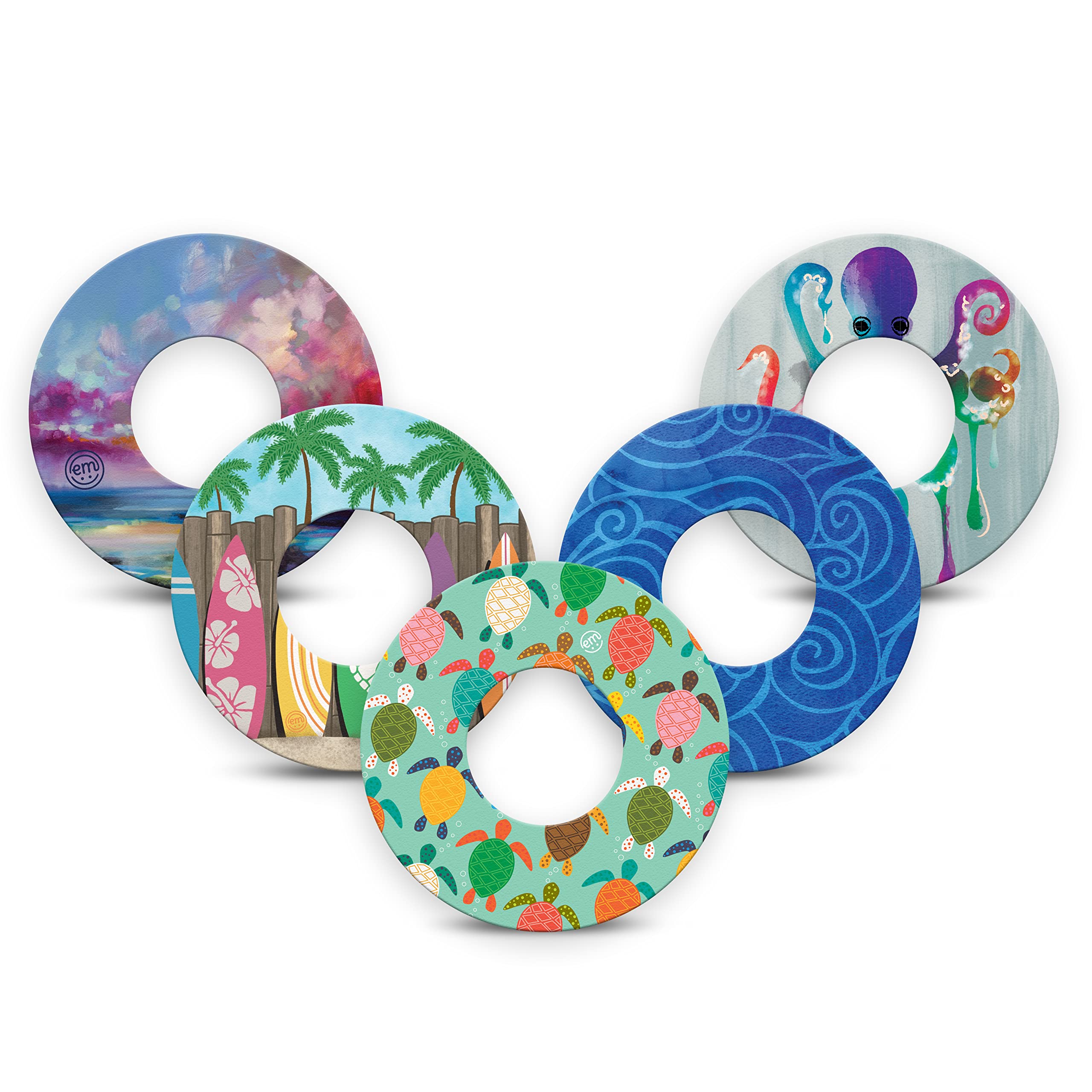 ExpressionMed - Adhesive Patch for Libre 2 Overpatch (5-Pack) - Made in The USA, Waterproof, Split Backing, CGM Tape (Sand & Sea Variety Pack)