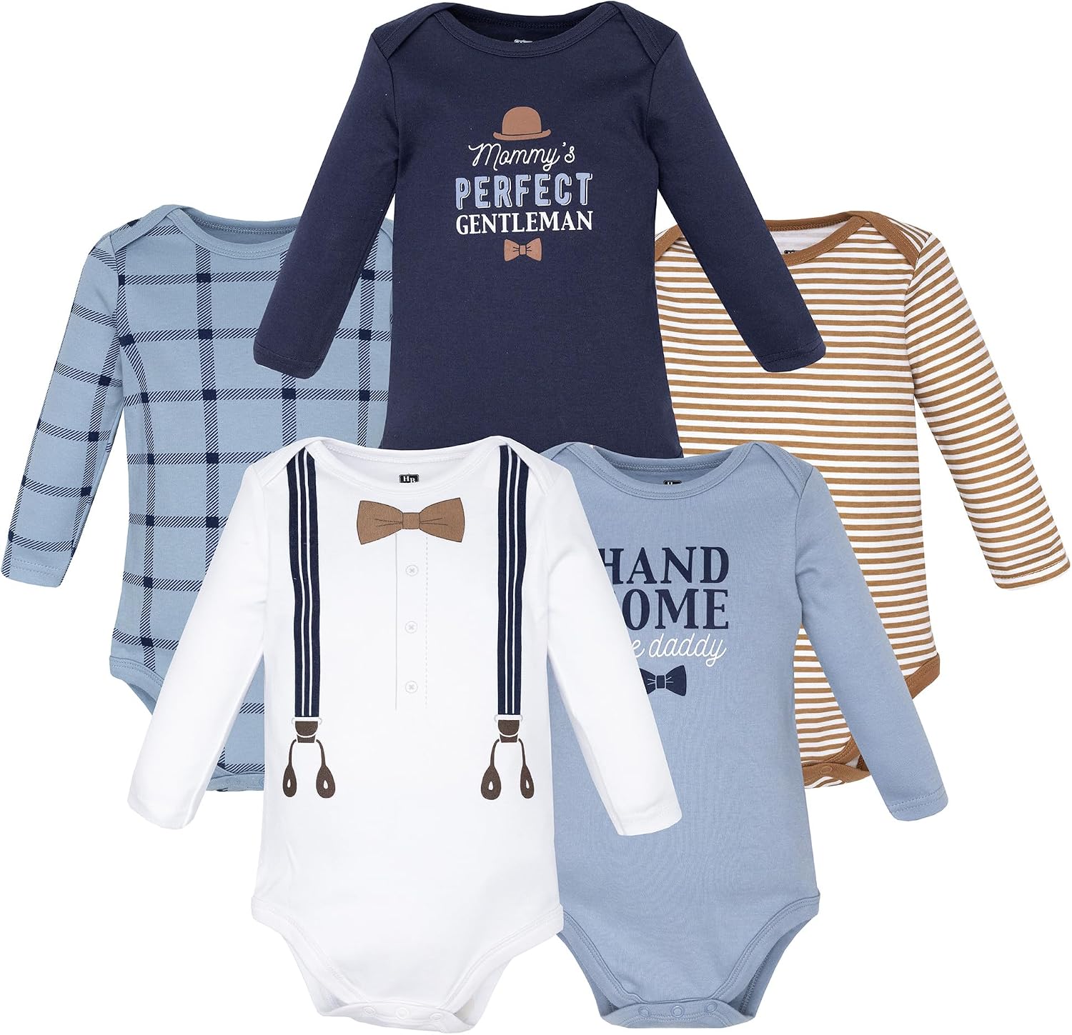 Hudson Baby Unisex Baby Cotton Long-Sleeve Bodysuits 5-Pack