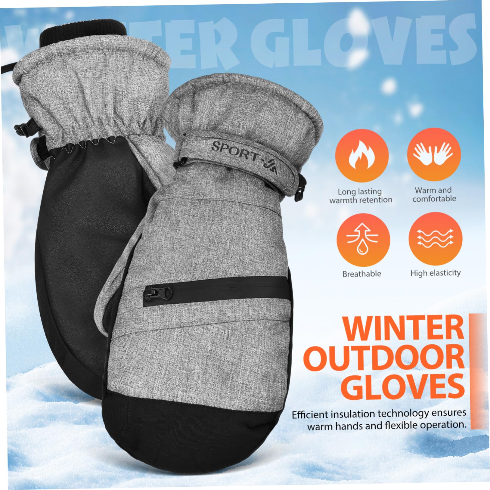 VICASKY Moufles de Ski D’Hiver XL, 1 Paire, Imperméables et Coupe-Vent