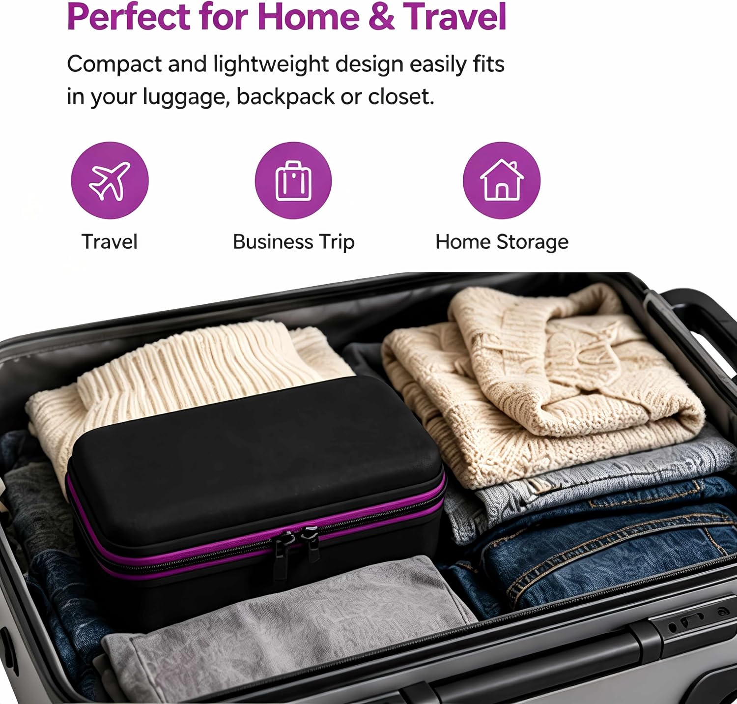 Steamer Case Compatible with Jack & Rose Garment Steamer Accessories,Portable Anti-Drop Storage Case, Handheld Iron Carrying Storage Bag,Waterproof, All-in-One Travel Essential, Black(BoxOnly) | Portable, Anti-Drop Storage, Waterproof, Box Only