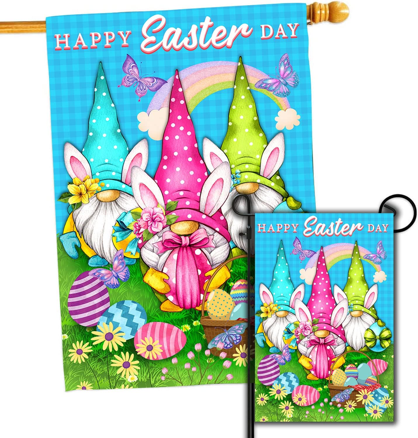 Amazon.com : Q-Leo Easter Flag, Set 2 House Flag 28 X 40 And Garden ...