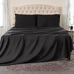 Northwest Ashford Home Essentials Bedding, 3 Piece Twin Size Sheet Set, Stretch Limo Black