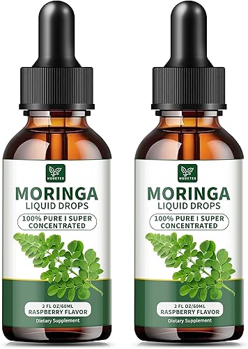 Paquete de 2 gotas líquidas de moringa orgánica para energía, metabolismo, apoyo inmunológico, hoja de moringa oleifera, raíz de cúrcuma, hoja de