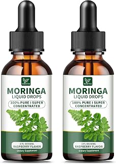 (2 Packs) Organic Moringa Liquid Drops for Energy, Metabolism, Immune Support, Moringa Oleifera Leaf, Turmeric Root, Olive Leaf, Black Pepper, Vitamin C & E, Moringa Supplement for Women Men