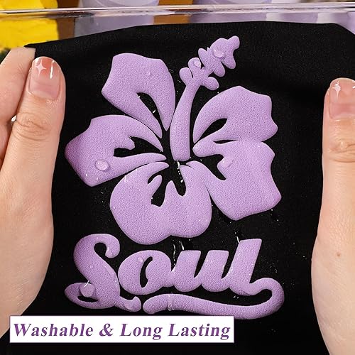 Miniatura 3 de WRAPXPERT Puff Vinilo HTV  Vinilo de transferencia de calor 3D de color morado, estampado de soplo Vinly para camisetas, ropa, vinilo morado claro