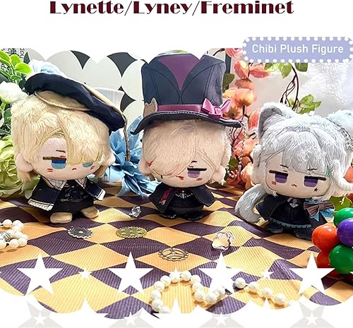 Miniatura 4 de CALEMBOU Llavero de peluche de anime para mochila, figura de felpa de Chibi de 4 pulgadas, peluche Furina Lyney Neuvillette para fanáticos (Lyney)