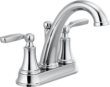Delta Woodhurst 2-Handle Centerset Bathroom Faucet with Metal Drain Assembly, Chrome (2532LF-MPU)