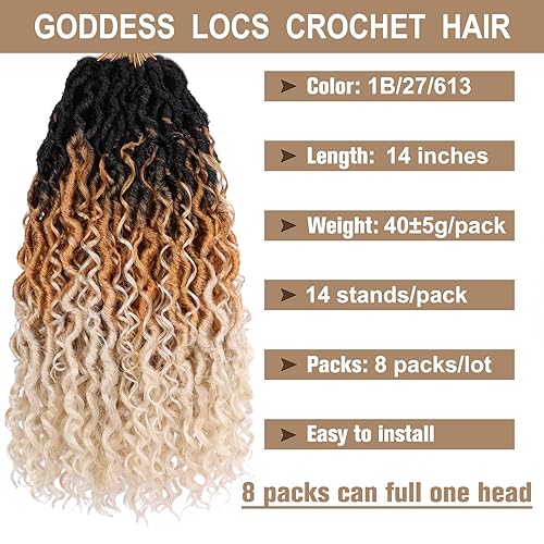 Miniatura 2 de COOKOO Extensiones de cabello sintético bohemio de ganchillo de 14 pulgadas, 8 paquetes de trenzas de ganchillo con rizos estilo bohemio, estilo