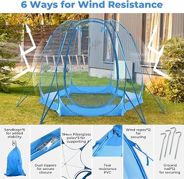Pop Up Bubble Tent for 4-8 People - 10x10ft Large Oversize Weather Proof Pod - Cold Protection Camping Tent - Winter Instant Igloo Tent for Outdoor Activities