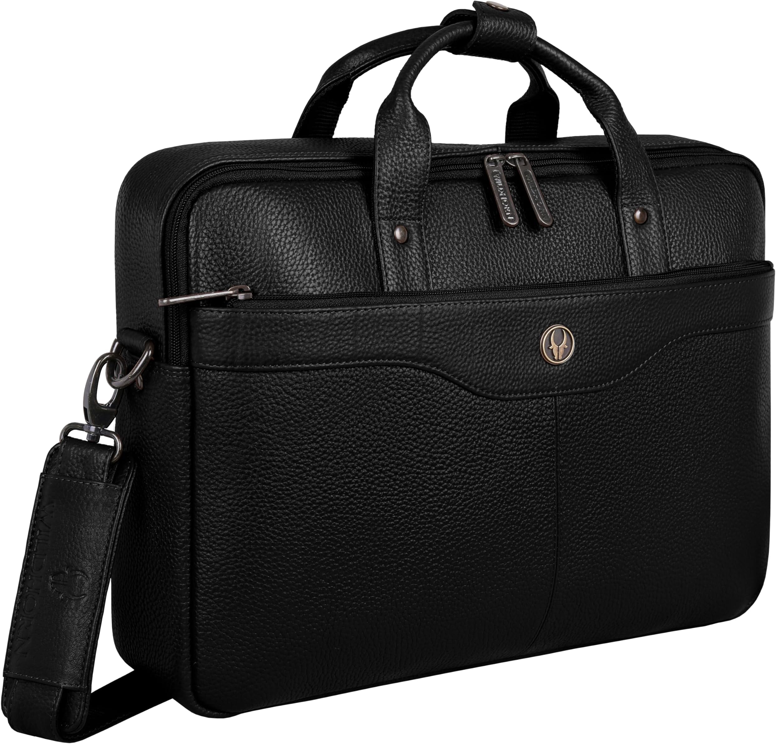 Premium Leather mens Laptop Bag | Handcrafted | Adjustable Shoulder Strap, Fits 15.6-Inch Laptop | Ideal for Office, Travel, Daily Use - 1 Year Warranty