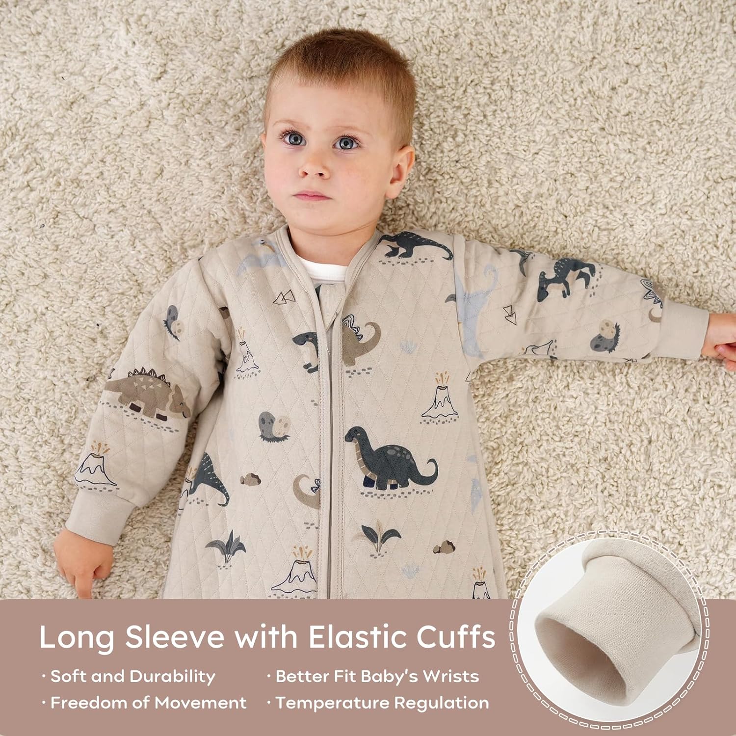 Yoofoss Baby Sleep Sack with Sleeves Wearable Blanket Baby Organic Cotton 2-Way Zipper Sleeping Sack, Soft Breathable Durable - Image 7