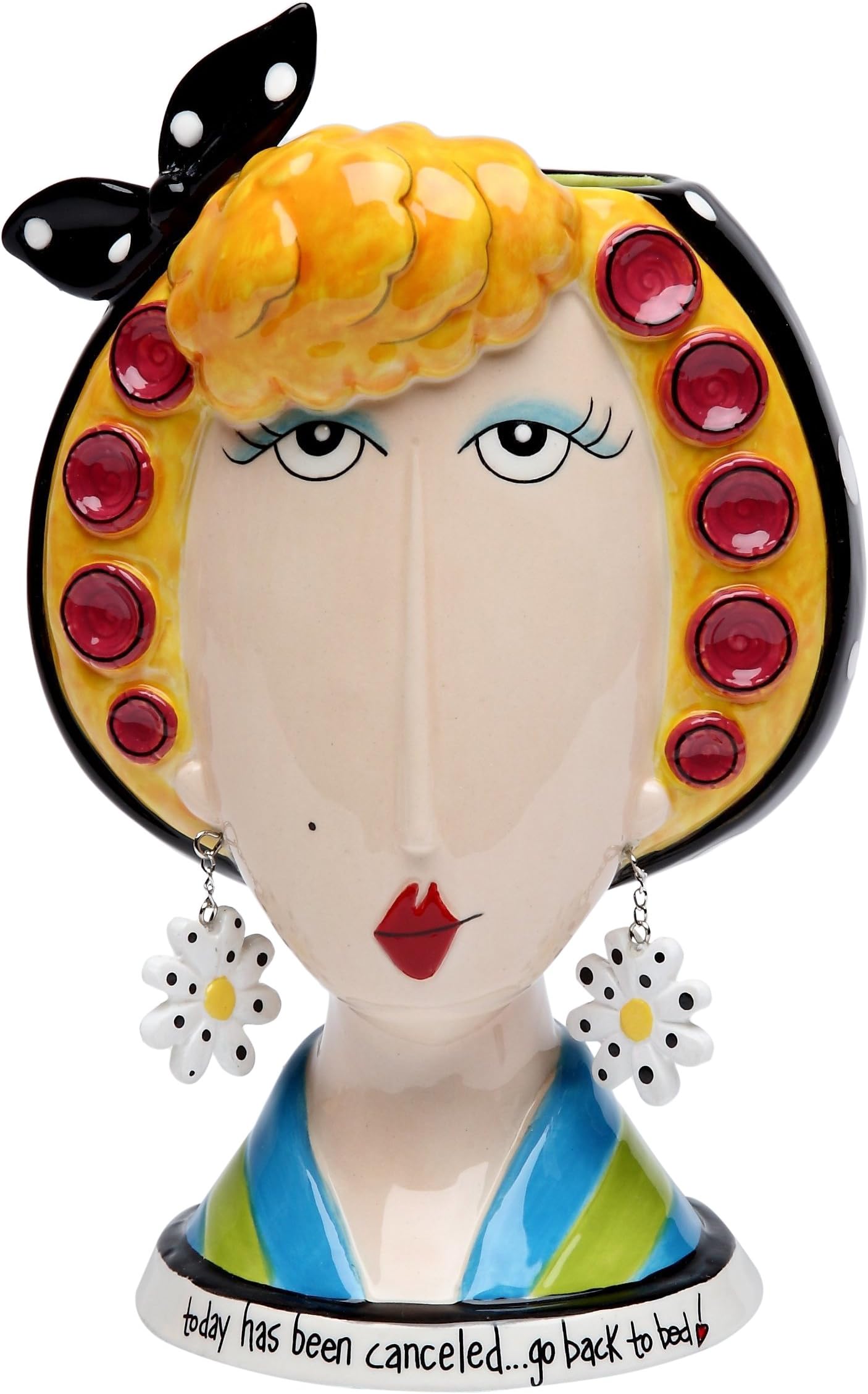 StealStreet SS-CG-62651 6.5" Go Back to Bed Blonde Lady with Earrings Make Up Holder Vase