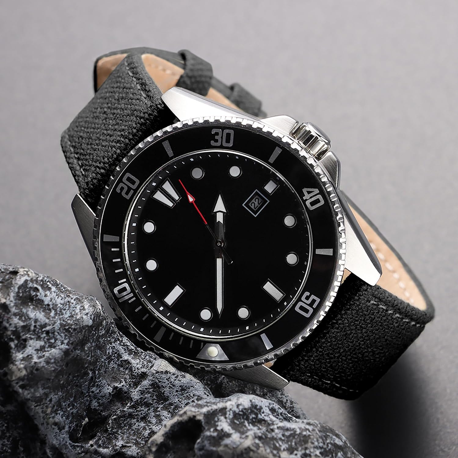 Canvas watch strap fabric watch bands for men Quick release nylon canvas military watch band with Silver Buckle,20mm/22mm military watch band