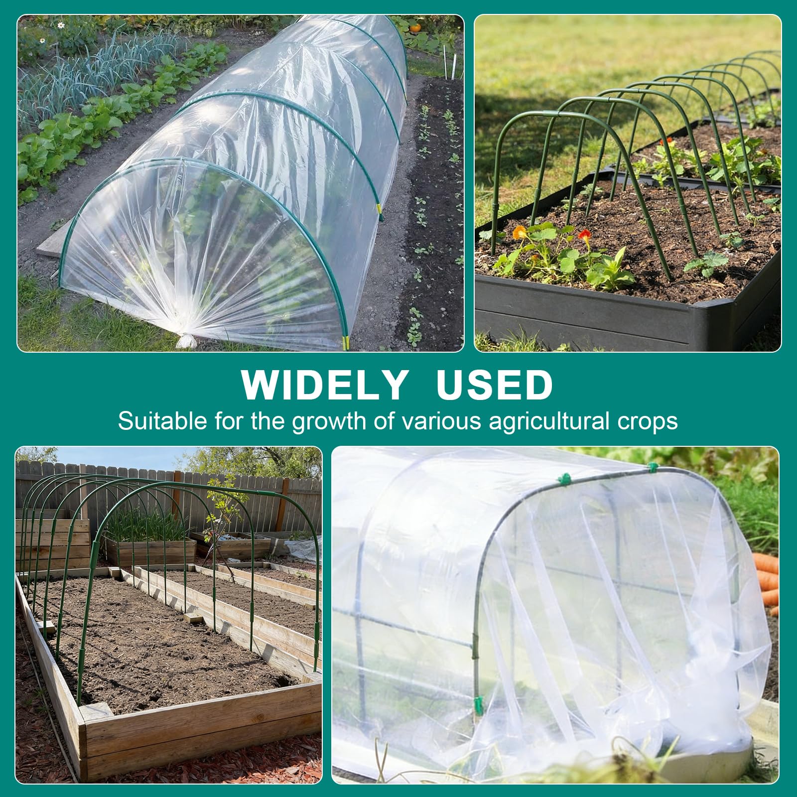 EXLECO 6Pcs Archi per Serra Orto Tunnel 80x90cm per Piante con Clips e PE Protettivo Cerchi da Giardino per Serra Coperture a Tunnel Cerchi per Serre Tunnel per Piante da Giardino per Copertura Frutta