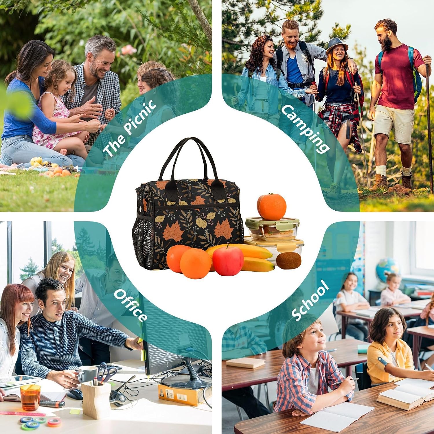 Spacious Insulated Lunch Bag for Women Water Resistant Reusable for Work Beach Trips Outdoor Adventures