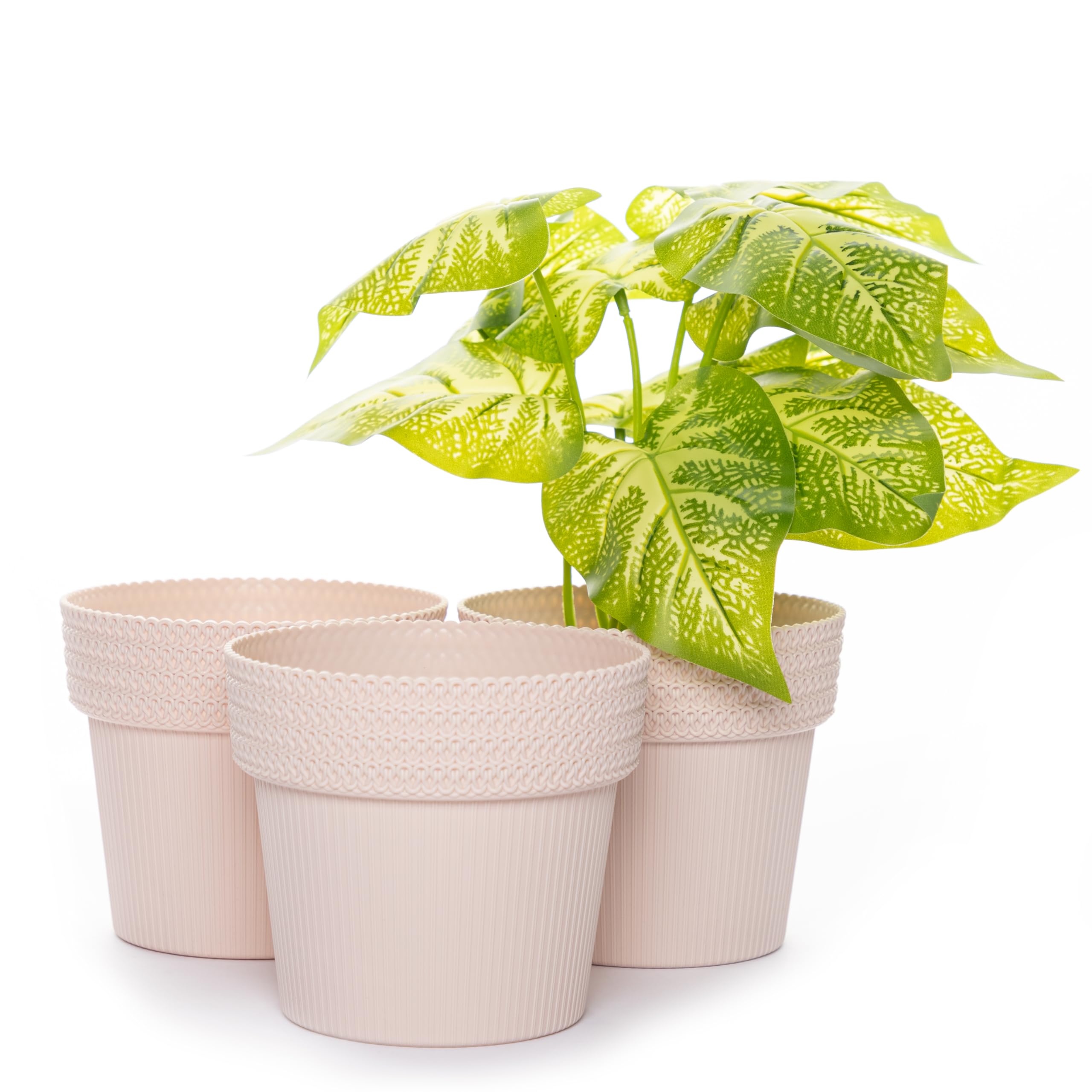Home Garden Ornaments Beige Plant Pots Indoor – Indoor Plant Pot For Home And Garden, Decorative Pola Flower Pots Set Of 3 (Diameter: 18Cm, )