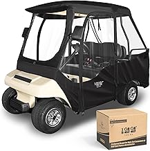 10L0L Golf Cart Driving Enclosure for Club Car DS, 2+2 Passenger Short Roof, Waterproof Windproof Heavy Duty 600D Rain Cover with 4-Sided Clear Windows & Durable Door Zipper, All-Weather Protection