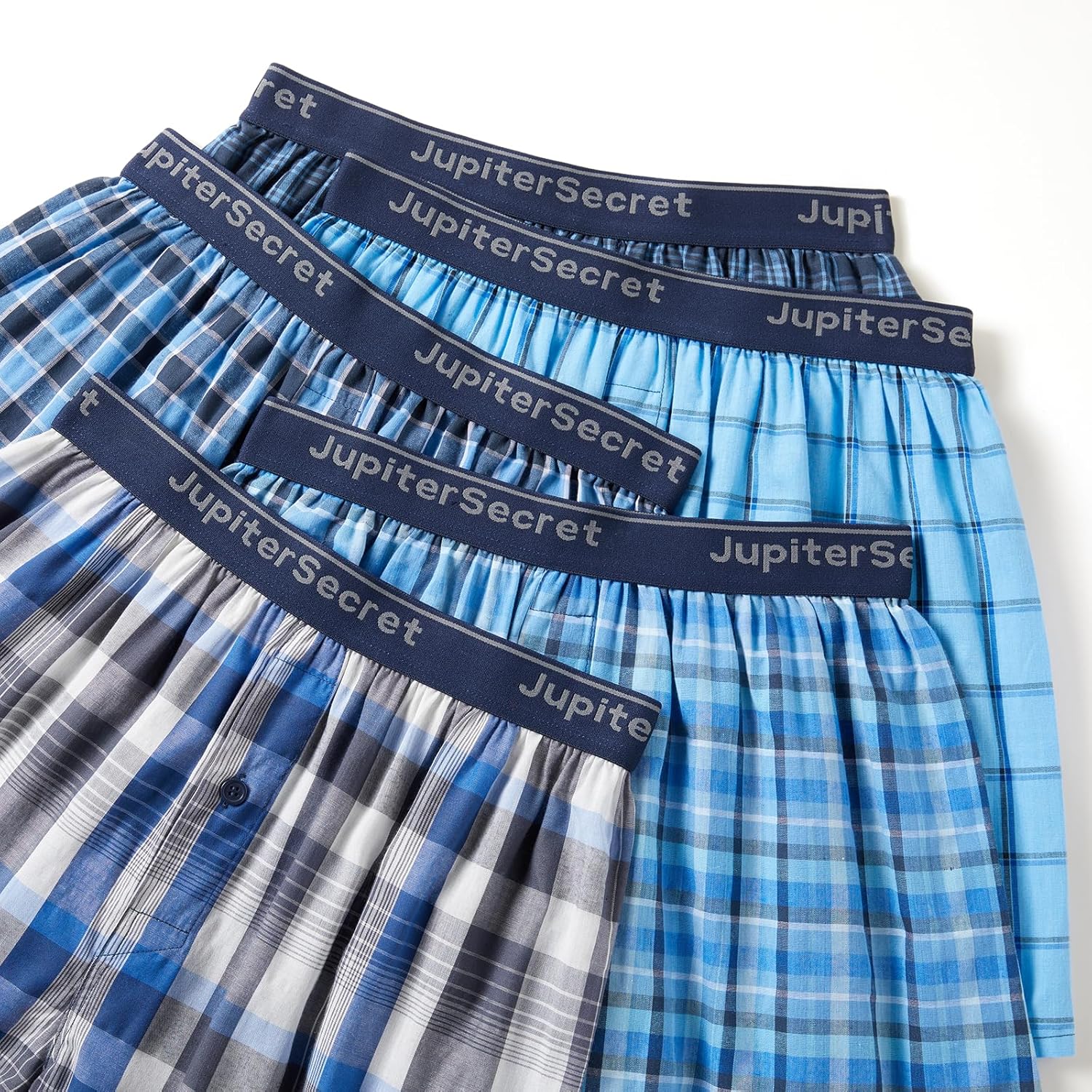 JupiterSecret Men's 100% Cotton Boxer Shorts, Men's Classic Fit Woven Underwear, 5 Pack / 10 Pack - Image 4