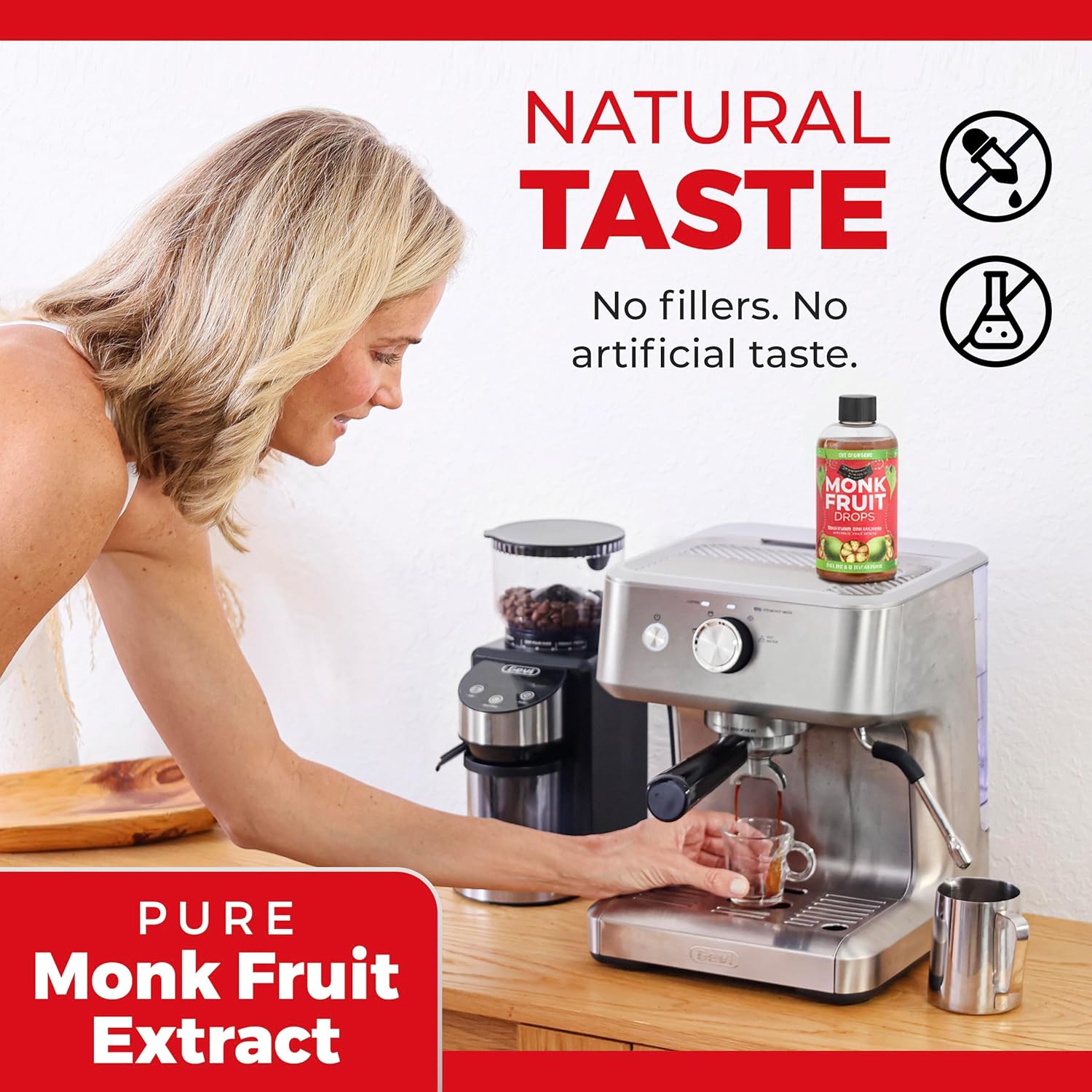 Monk Fruit Extract (6 Drops = 1 Tsp of Sugar) Zero Calories, Non-GMO, No Fillers - Liquid Monk Fruit Sweetener No Erythritol by Transparency Foods NEW FORMULA (8oz, 786 servings)