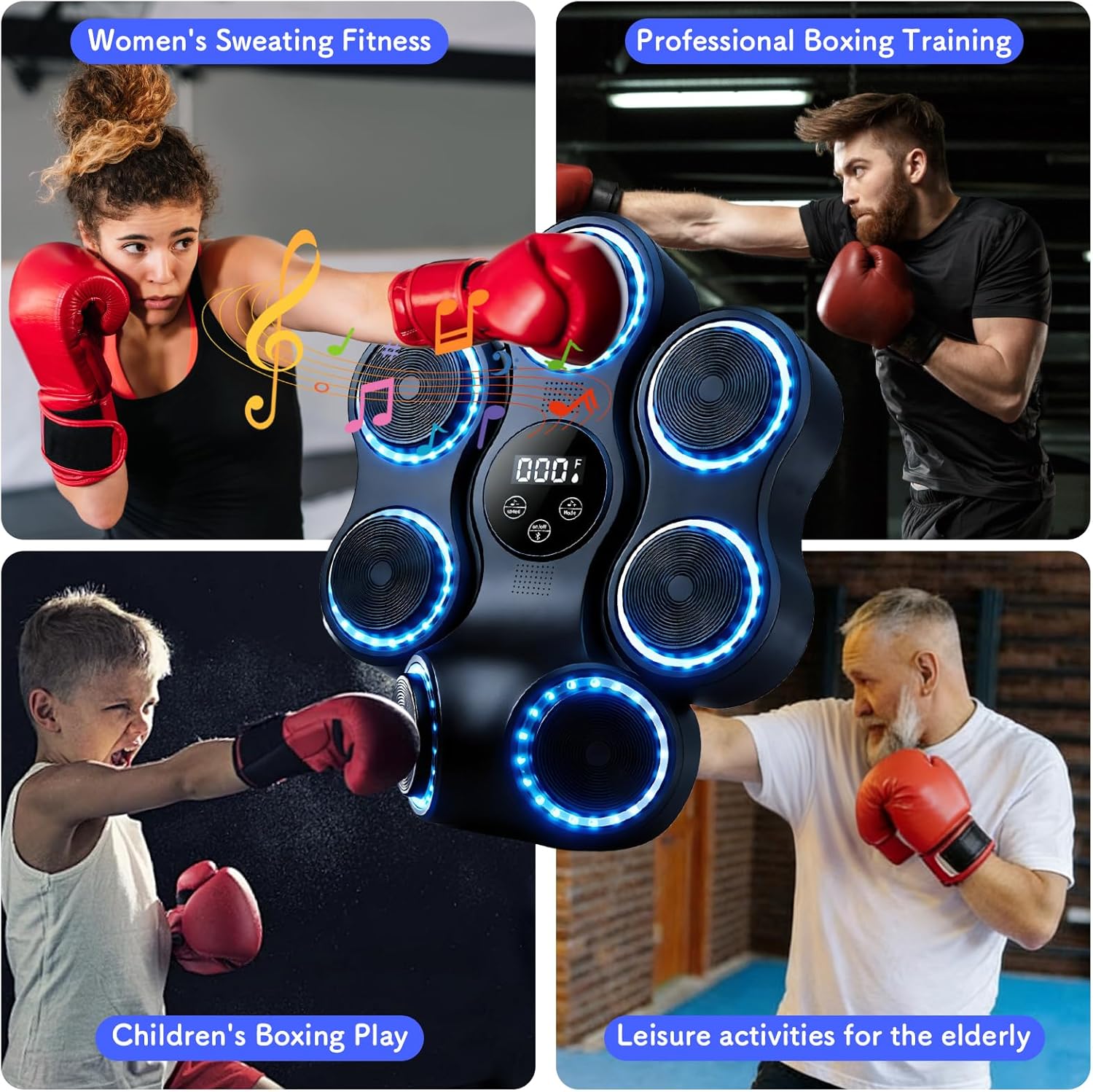 Music Boxing Machine for Kids Adults: 5+2 Targets Music Punching Machine with 2 Pair Gloves, Smart Wall Boxing Punching Pad Workout Equipment - 11 Modes& 9 Speeds for Home Gym Bar - 2026 Upgrade