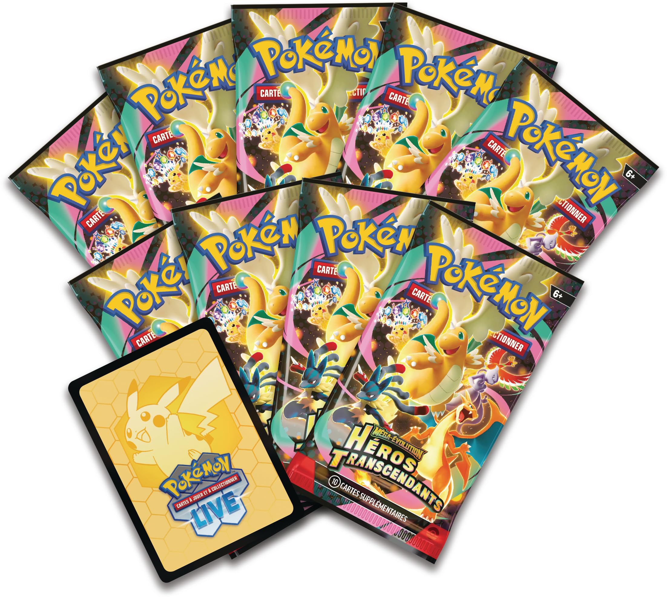 Pokémon : Coffret Dresseur d’élite Méga-Évolution – Héros Transcendants (1 Carte Promo entièrement illustrée, 9 boosters et des Accessoires de Jeu Premium)