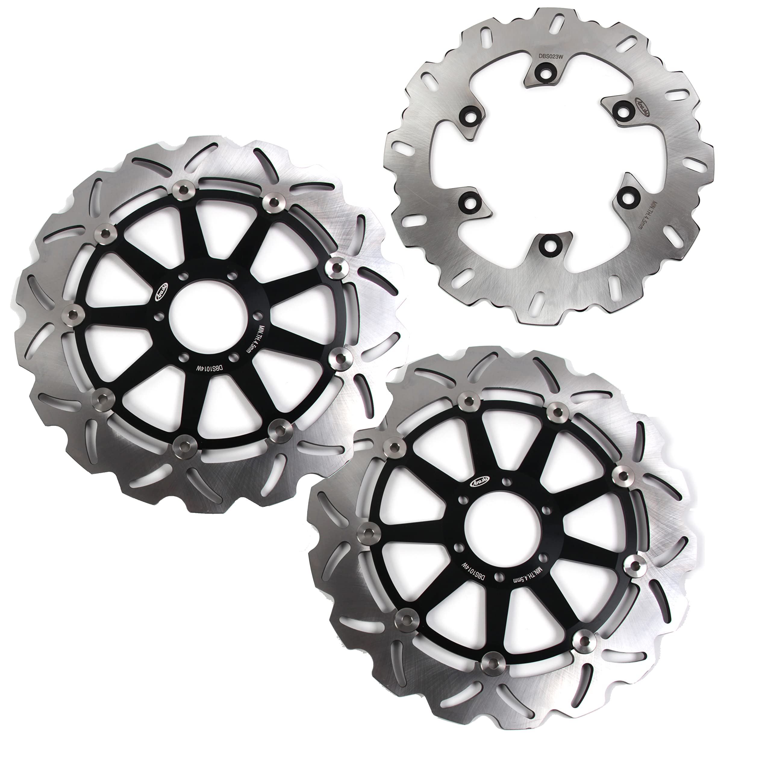 Arashi Discos de freno delanteros y traseros flotantes para DUCATl Monster 696 2008-2014 ABS 10-14, Negro