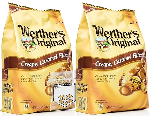 Werthers Original - Paquete de 2 bolsas a granel de dulces duros envueltos individualmente 27 onzas cada una caramelo relleno de caramelo Werthers