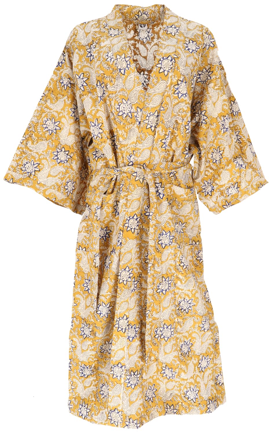 Kimono im Japan Style, handbedruckter Oversize Baumwoll Kimono, schwarz