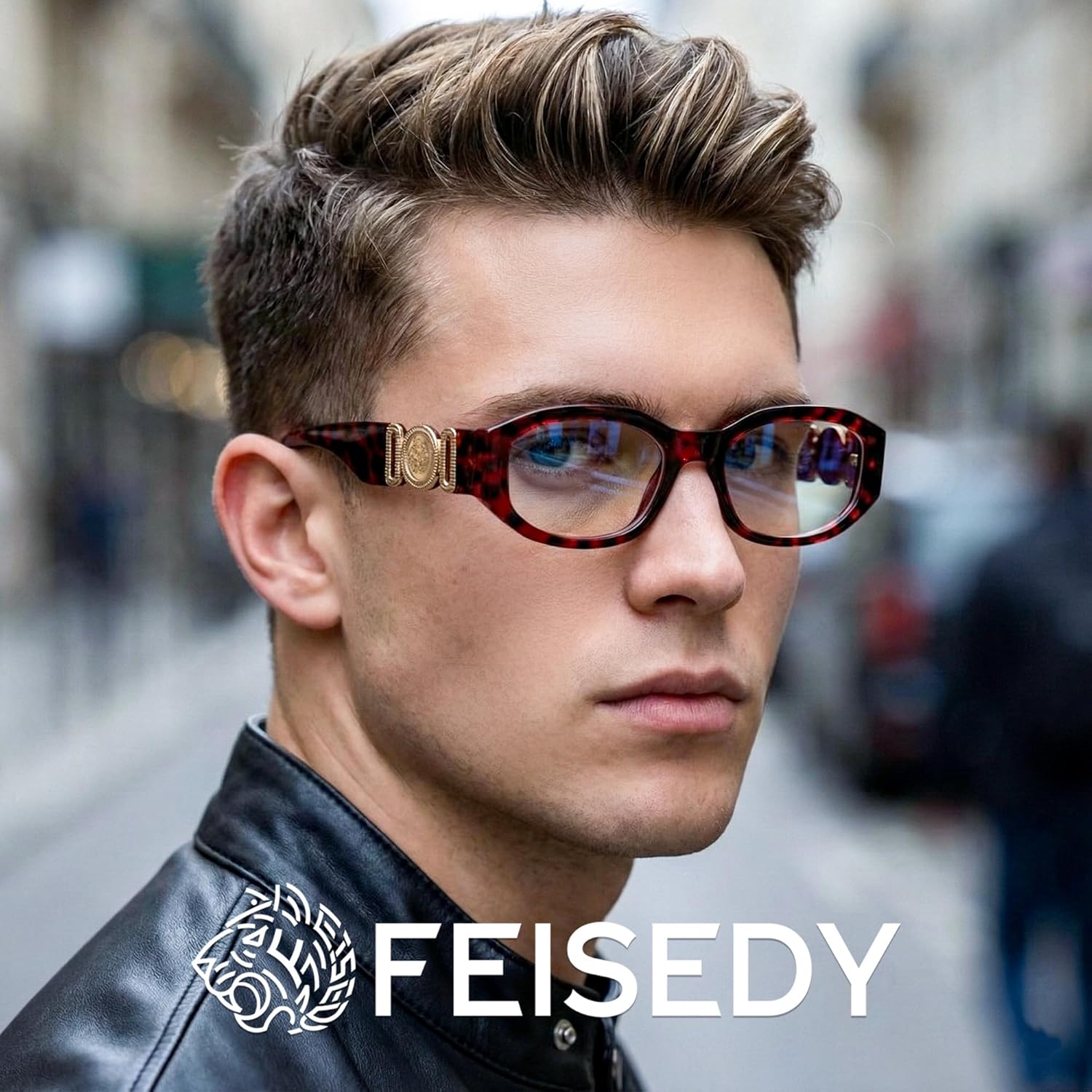 FEISEDY Retro Trendy Blue Light Glasses Women Men Vintage 90s Small Narrow Square Eyeglasses B0316 - Image 3
