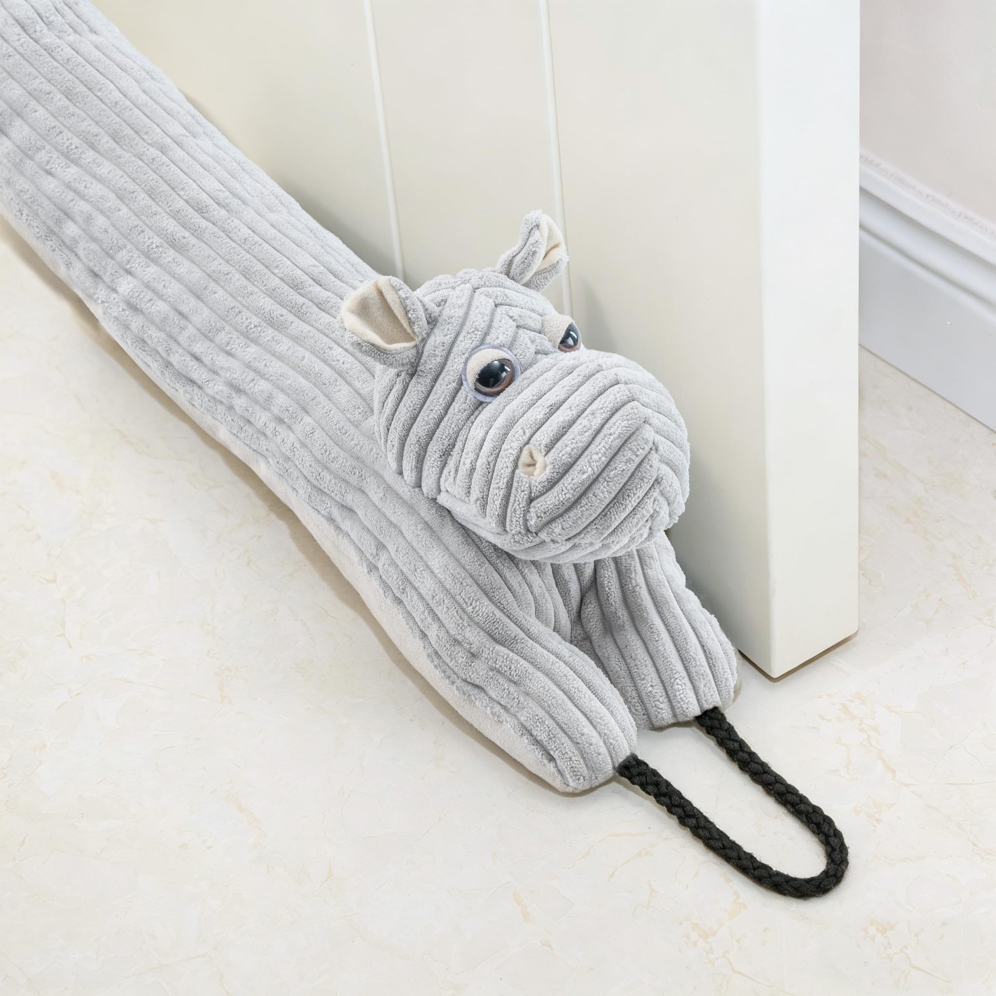 Marwood Under Door Draft Stopper Decorative Wind Stopper 30 inch for Door & Window, Weighted Animal Air Draft Stopper Snake Noise Blocker for Bottom of Door with Hanging Loops - Hippo 76cm โ image 1