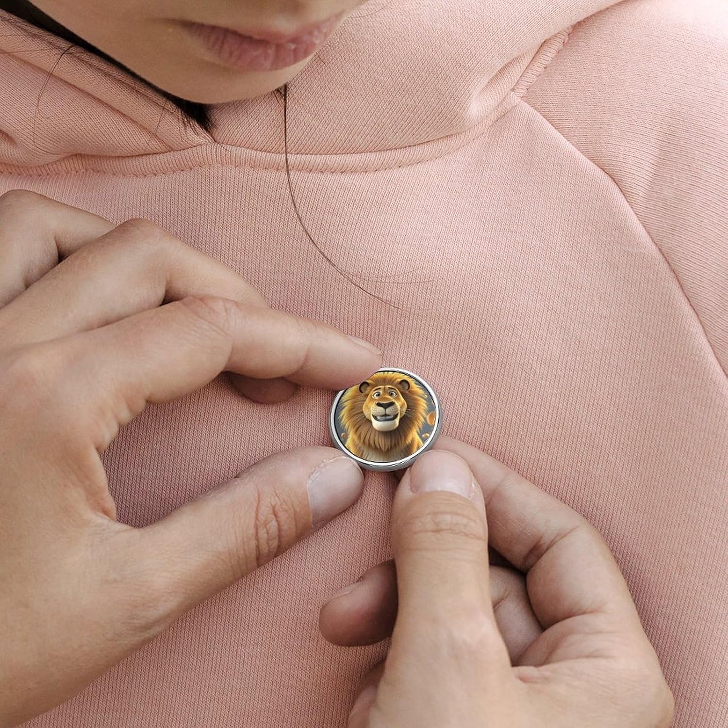 Cute Cartoon Lion Button Pins Metal Round Badge for Cloths Hats Backpacks Decorations Gifts Small Lapel Badges Photo Pin Buttons Badges for Personalized Crafts