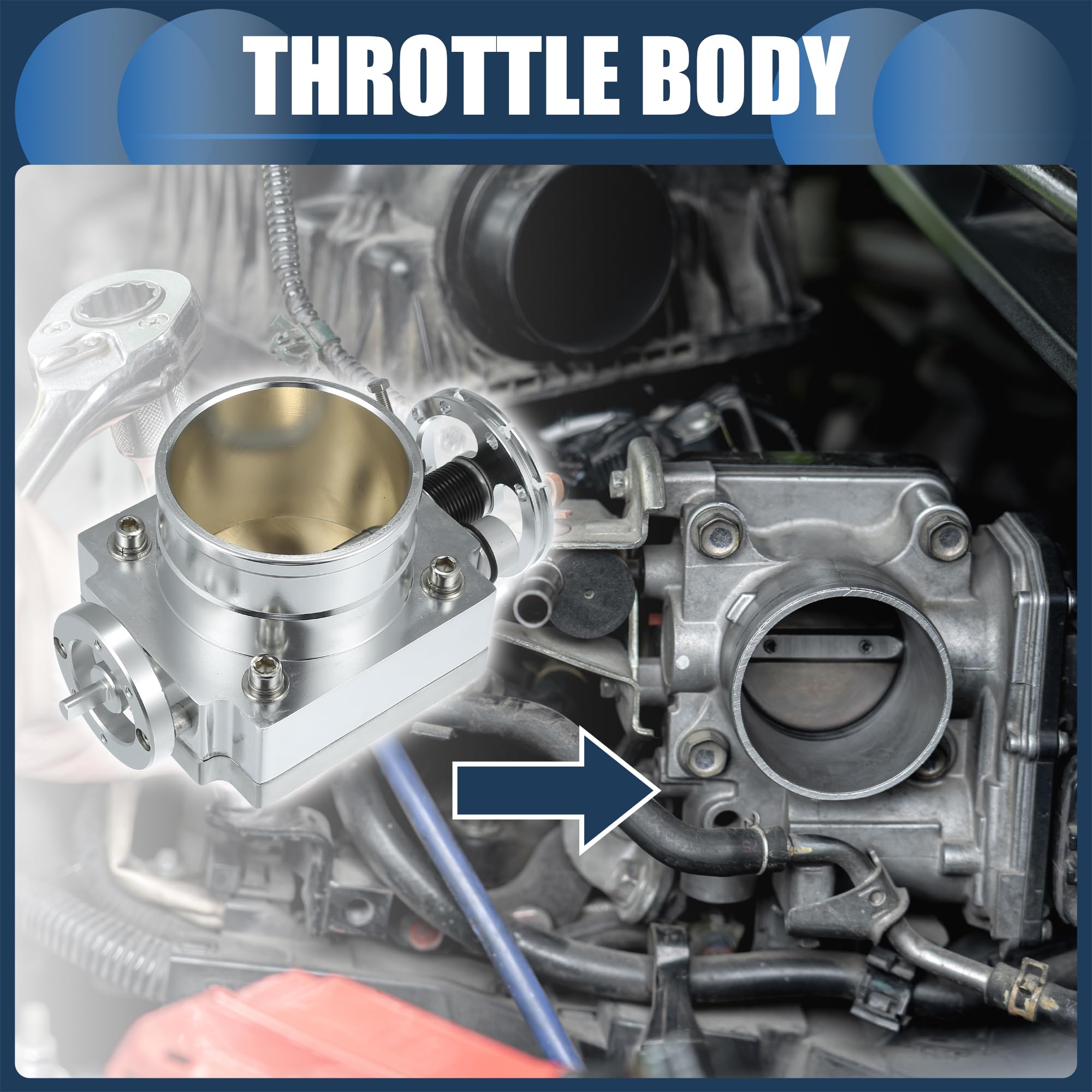 Conjunto de cuerpo del acelerador, actuador de cuerpo del acelerador de coche de 80 mm, aleación de aluminio, tono plateado, 1 unidad