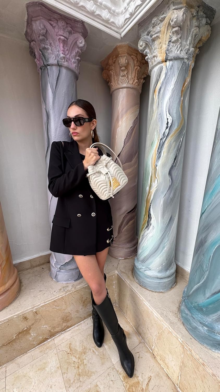 DUFFY N°1 Vegan Leather Shoulder Hobo Bucket Crossbody Designer Bag for Ladies Small Evening Casual Party Work Women Handbag - Image 9