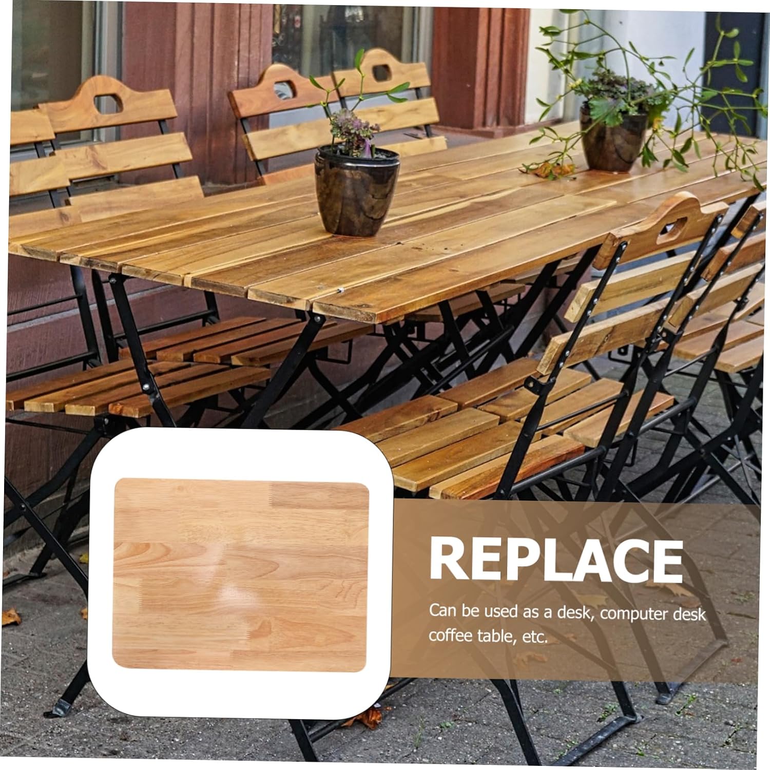 Cabilock Wooden Mini Table Top Replacement Wood Desk Surface for Home Office Restaurant Use Easy to Install Versatile Tabletop