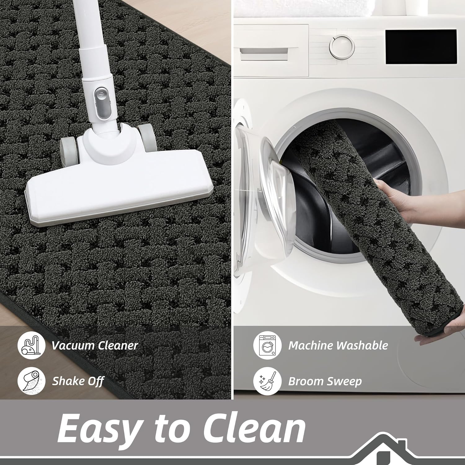 BEQHAUSE Dirt Trapper Door Mat Non-Slip Entryway Rugs Stain Resistant Absorbent Dog Doormats Woven-Look Washable Welcome Floor Doormat For Front Back Door, Dirty Wet Shoes & Paws, 32" x 48", Dark Grey