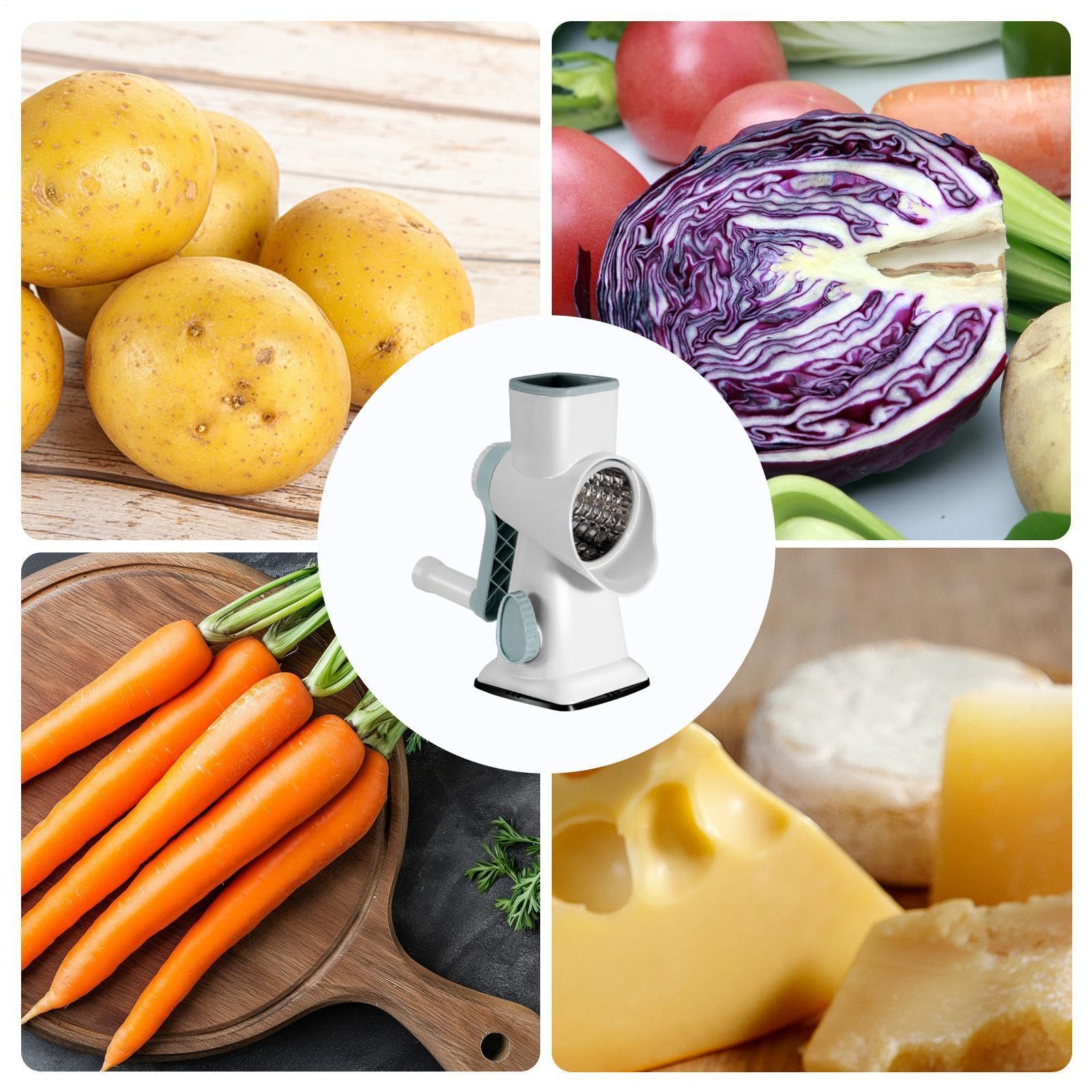 Rallador De Queso Rebanadora Manual Multifuncional Para Alimentos | Rallador De Queso Con Manivela Manual Para Frutas Patata Zanahoria Casa Restaurante Cocina