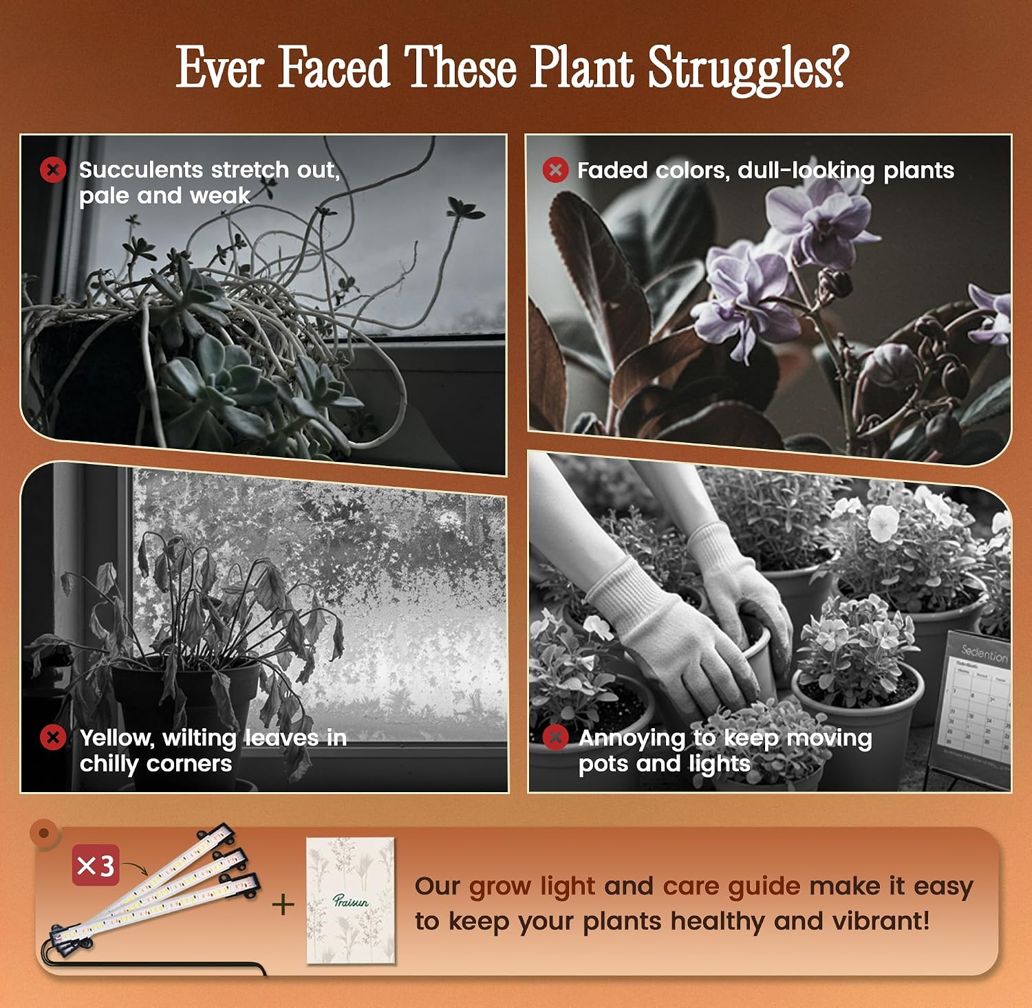 PRAISUN 51 Inch Plant Stand with Grow Lights, 8 Tiered Indoor Plant Shelf image 2