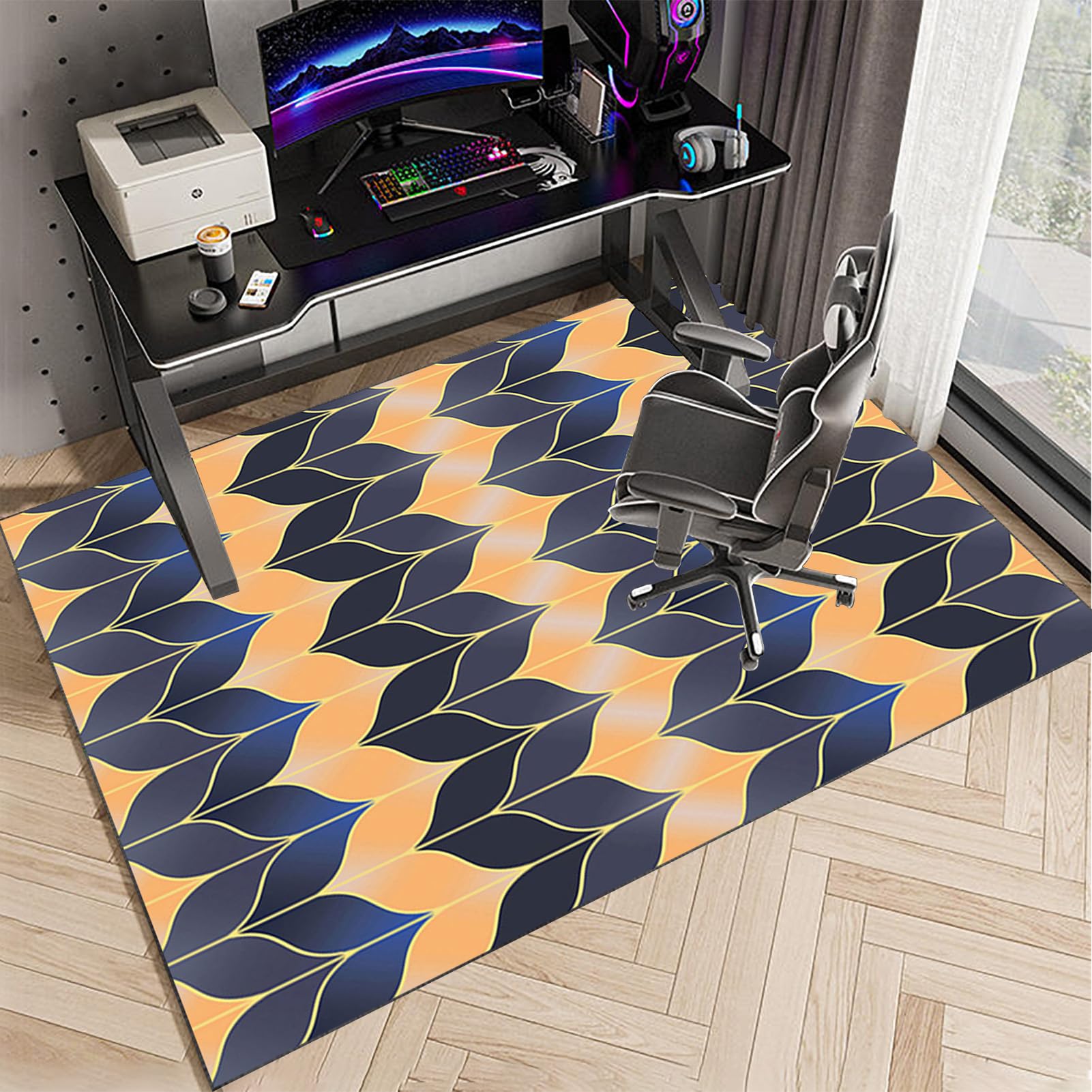 80 x 120 cm Gaming Stuhlunterlage / Stuhlmatte für Harte Böden / Rutschfest-Bürostuhl Bodenschutz / Mehrzweck-Stuhlteppich für Zuhause / Gaming Stuhl Teppich für Hartböden Parkett Laminat Fliesen