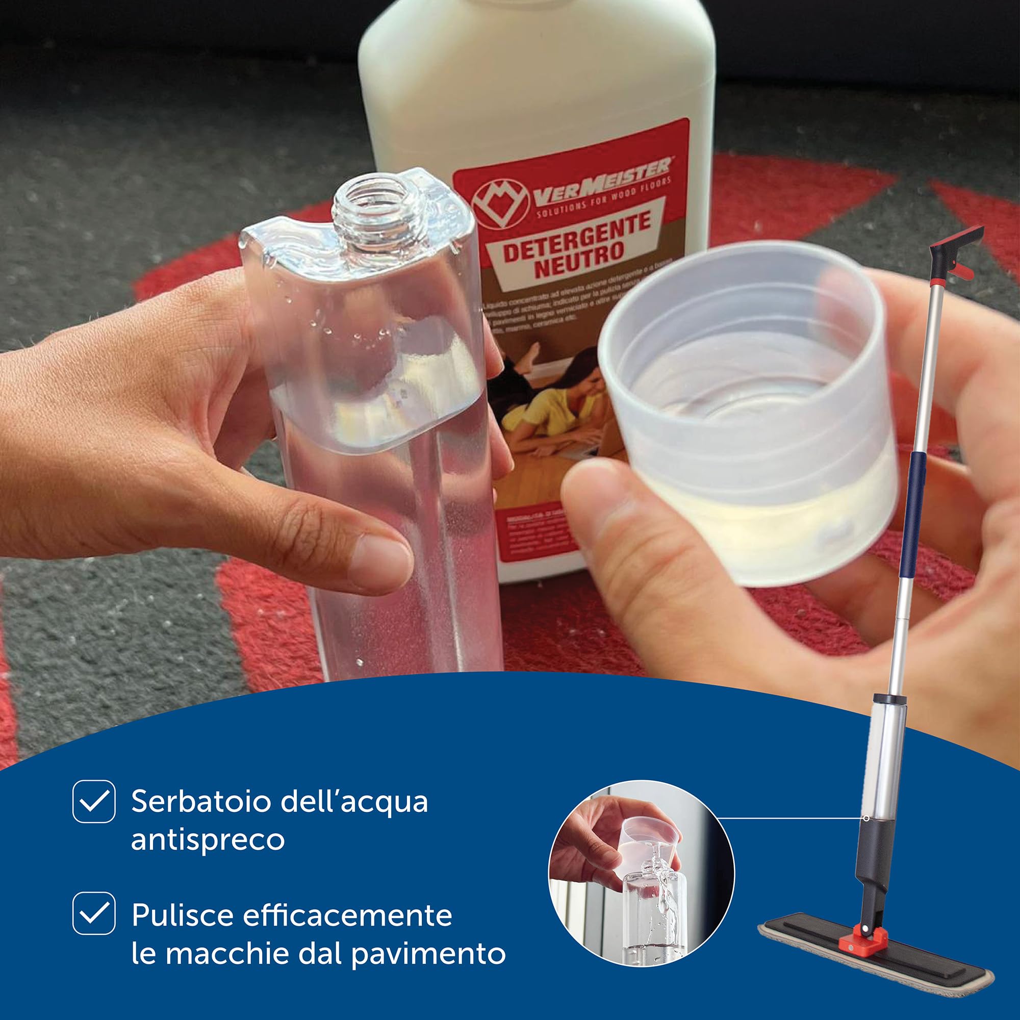 Detergente Neutro Vermeister - Detergente neutro per la pulizia ordinaria di pavimenti in legno verniciato, cotto, marmo, ceramica ed altre superfici calpestabili