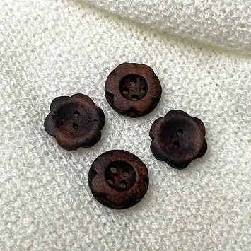 Wood Buttons Flower Assortment - 24Ligne 15.3mm/0.6inch, 30PCS/Pack