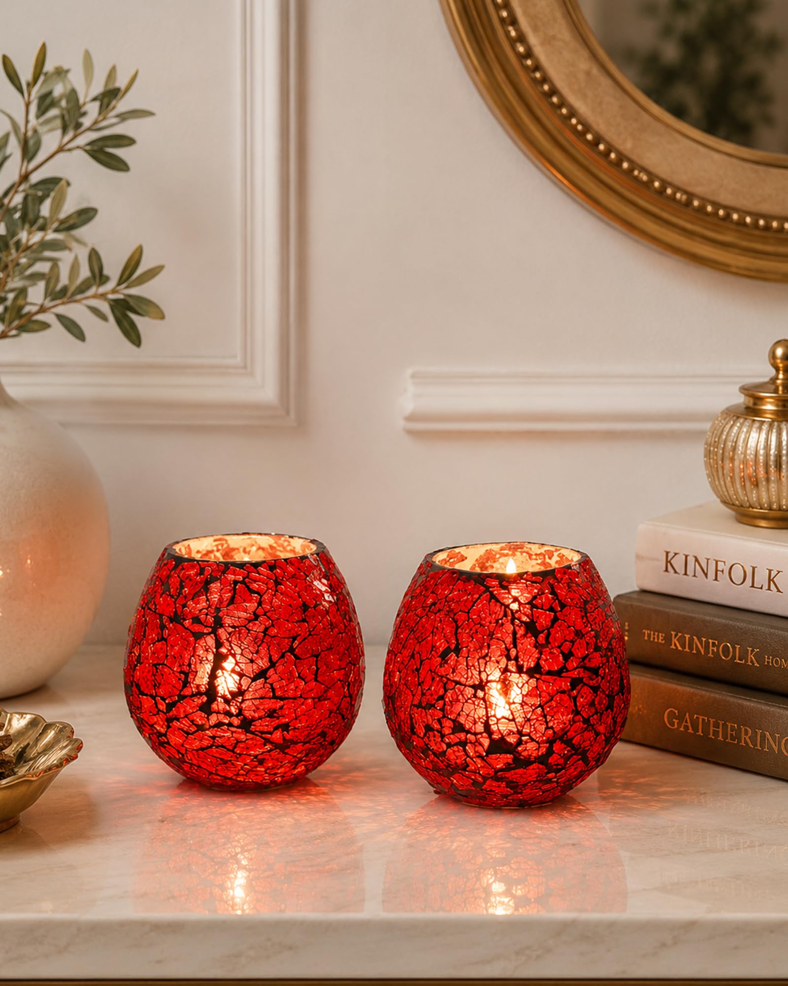 Homesake Diwali Candle Sconces - Set of 2 with Candles -14 Homesake Diwali Candle Sconces - Set of 2 with Candles -14