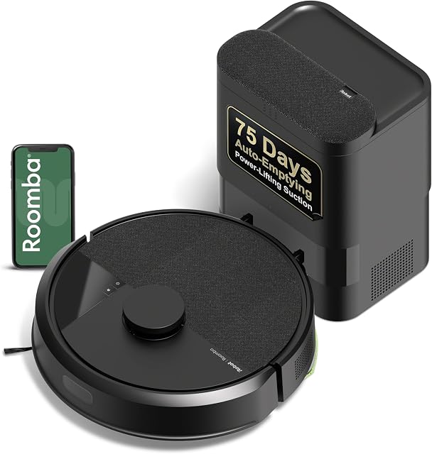 Roomba 105 Vac Robot Vacuum + AutoEmpty Dock - Self-Empties for 75 Days, Easy to use, Intense Power-Lifting Suction, LiDAR Navigation, Multi-Surface Cleaning, Cleans in Neat Rows, Works with Alexa