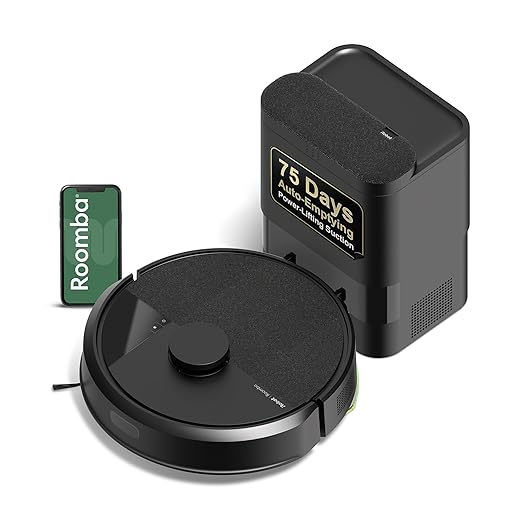 iRobot Roomba 105 Vac Robot Vacuum with AutoEmpty Dock for Carpet & Hard Floor - Self-Empties for 75 Days, Easy to use, Intense Power-Lifting Suction, LiDAR Navigation, Cleans in Neat Rows